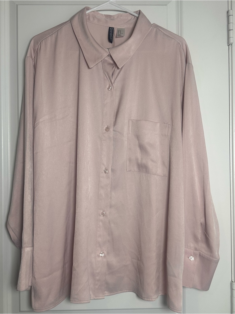 Divided Dusty Pink Satin Button-Front Blouse
